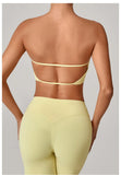 Padded Backless Bandeau Sports Bra Gym Women Crop Tube Top Seamless Yoga Top Sexy Workout Sportswear Push-up Fitness Underwear