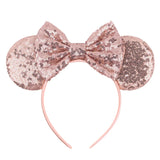Disney Mickey Mouse Ears Leopard Print Headbands for Girls Baby Women Sequins 5"Bows Hair Accessories Adults Hairbands Kids Gift