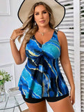 VigoJany 2026 Sexy Strapped 2 Piece Plus Size Tankini Set Women Print High Waist Curvy Swimsuit Brazilian Lady Big Bathing Suit