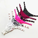 Sexy Thong for Women Underwear Briefs Seamless Panties Flower Low Rise Luxury Metal Buckle G String Bikini Girls T Pants Panty