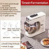 SUNATUR 8L Stand Mixer 2000W,Stainless Steel Bowl,6-Speed Dough Kneader&Egg Beater,Timed Fermentatio