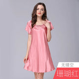 Women's Sleepwear Ice Silk Casual Silk Pajamas Women's Summer Sexy Short Sleeve Lace Pajamas Loungewear