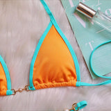 Sexy Halter Pearl Extreme Mini Micro Bikini Female Swimsuit Women Swimwear Two-pieces Bikini set Ribbed Bather Bathing Suit Swim