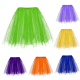 Women Glitter Tutu Skirt Puffy Tiered Tulle Underskirt Elastic Waist Layered Short Skirt Party Gown Princess Skirt Orange Yellow