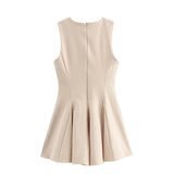 Foridol Bowknot Pleated Short Dress for Women O Neck Sleeveless Tank Mini Party Dresses Summer Spring 2025 New in Casual Vestido