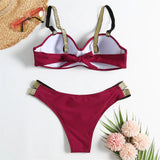 New S - XL Bra Bikini Push Up Swimsuit Female Swimwear Women Two-Pieces Bikini Set With Cup Bather Bathing Suit Swim Lady V2310