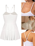 Women Mini Dress Spaghetti Strap Bodycon Cami Dress Sleeveless Pleated Skirt Summer Party Club Short Dress
