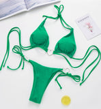 DEKA Brazilian Cross Bandage Bikini Set Women Lover Swimsuit Halter Swimwear Push Up Bikini Beachwear Sexy Bathing Suit