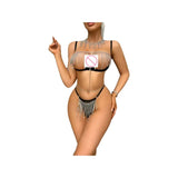 European and American erotic lingerie, sexy rhinestone bra and panties three-piece set