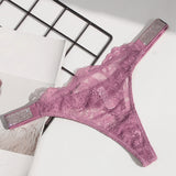Rhinestone Lace Sexy Women Panties Floral Seamless Underwear G String Letter Transparent Thong For Female Low Rise Ladies Briefs