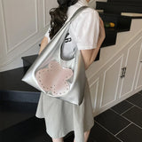 Textured PU Leather Shoulder Tote Bags Women 2025 Trend Large Capacity Underarm Bag Rivet Design Versatile Fashion Handbags