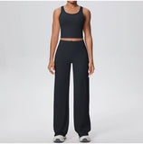 2PCS Yoga Set Women Tracksuit Nude Feeling Workout Sets Gym Clothes Push Up Fitness Running Sportswear Sport Straight tank suit