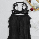 Toucheart Erotic Lingerie Versatile Hot Girls See-through Mesh Hollow Bodyshaping Pure Desire Sexy Delicate Underwear Split Kit