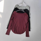 Women's yoga sports T-shirt, Modal ribbed yoga long sleeved outdoor sports loose top slimming yoga T-shirt cover