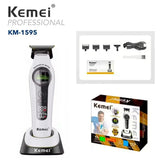 Kemei 1593 Barber Professional Hair Clipper Rechargeable Trimmer Electric Hair Cutting Machine External Rotor Brushless Motor