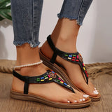 Fashion Mix Color Bohemian Sandals for Women 2025 New Clip-Toe Flat Heels Gladiator Shoes Woman Pu Leather Non-Slip Sandals