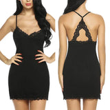 Plus Size 2XL Sexy Lingerie Sleepwear Women Silk Satin Night Dress Nightie Gown Babydoll Lace Mesh Nightwear