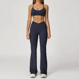Women's Yoga 2-Piece Hip Lifting Tight Fitting Naked and Beautiful Back Set Outdoor Sports and Leisure Running Fitness Suit