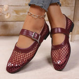 Women Sandals Mesh Breathable Fashion Versatile Sandals Women New Flat Soft Soled Mary Jane Shoes for Women