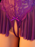 Adult Erotic Bodysuit Lace Hanging Collar Deep V-neck Semi Transparent Women Sexy Lingerie Crotchless Hot Underwear