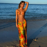 2026 Three Pieces Bikini Set Cover Up Swimwear Women Swimsuit Print Long Sleeve Push Up Bathing Suit Beachwear Swimming Biquini