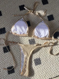 PU Leather Pearls Bikini Mini Micro Thong Bikinis Women Swimwear Female Swimsuit Two-piece Bikini Set Halter Bathing Suit Swim