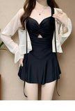 Swimsuit one-piece slimming and conservative skirt for girls, soaking in hot springs for vacation, swimsuit for women, summer