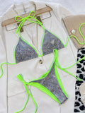 Bikini 2026 Sexy Bright Silver Triangle Swimwear Swimsuit Women Halter Bikinis Set Bathing Suit Beach Bikini New Banadores Mujer