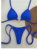 DEKA Metal Micro Bikini Set Lace-up High Waisted Bandage Thong Swimsuit Female Swimwear Women Solid Strappy Beachwear Bathing