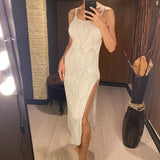 S - XL Backless Hollow Out Crochet Knitted Tunic Beach Cover Up Cover-ups Beach Dress Beach Wear Beachwear Female Women V6347