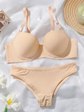Hot selling solid color 2-piece underwear set multi-color daily four season Bra set comfortable to wear sexy Lingerie 2611