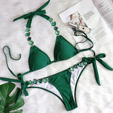 Jewelled Rhinestones Diamond Bikini Female Swimsuit Women Swimwear Two-piece Bikini Set Brazilian Bather Bathing Suit Swim Lady