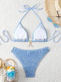 Triangle Halter String Bikinis 2026 Women Sexy Swimsuit Solid Ring Linked Swimwear Female Bathers Bathing Swimming Swim Suit
