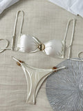 Metal Buckle Satin Bikini Women Mini Micro Thong Swimwear Female Swimsuit Two-pieces Bikini Set High Cut Bathing Suit Swim Lady