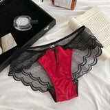 French luxury satin lace panties pure lust sexy mid-waist women's briefs store owner's own reserve