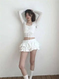 Sweet And Spicy Ballet F-length Skirt With Elastic Waist And Lace Hem Flared Cake-aped Ort Skirt For Young Women 8PO5