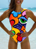 2026 Printed High Neck One Piece Swimsuit Women Brazilian Swimwear Female Bather Halter Bathing Suit Swim Wear Monokini Lady