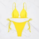 DEKA Women's Solid Color Swimwear Tie Side String Bikini Tanga Triangle Two Piece Swimsuits Bathing Bra Top Bottom Beachwear