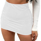2023 Autumn Sweet Winter Black Sexy Tight High Waist Leather Mini Skirt Reflective PU Hot Sexy Korean Women Sweet 9SVK