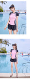 New Short Sleeve High Waist Two Pieces Swimwear Women Swimsuit Hot Spring Surf Bathing Swimming Suit Female Beach Wear