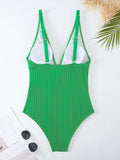 2026 V Neck Swimsuit One Piece Solid Vintage Swimwear Women One-piece Bathing Suit Female Padded Beach Wear Swimming Beachwear