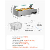 SucceBuy Commercial Food Warmer Stainless Steel Buffet With Glass Cover