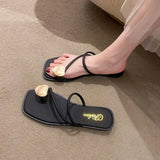 Stylish Women's Cross Strap Slide Sandals Comfortable Lightweight Toe Loop Beach Shoes with Casual Solid Color Design for Summer