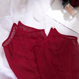 Toucheart Erotic Bodysuit Sexy Hot Tight Plunge Seductive Women's Intimate Flirt Romantic Garter Four-piece Set with Stockings