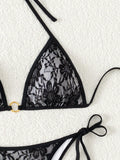 Embroidery Mesh Lace Halter Bikini Female Swimsuit Women Swimwear Two-pieces Bikini Set High Cut Bathing Suit Swim Beach Wear