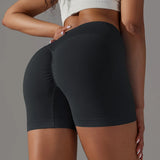 Summer V-waist peach hip lifting tight fitting three part pants, high waist yoga shorts, running speed drying seamless yoga pant