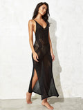 2025 Sexy Hollow Out Crochet Knitted Tunic Beach Cover Up Cover-ups Beach Dress Beach Wear Beachwear Female Women Long Dress