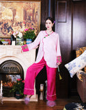 New Chinese style pajamas with breast pads, simulated silk, ice silk home wear, satin jacquard pajamas set
