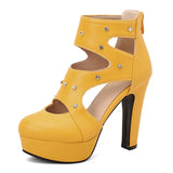 NASBAVI Summer Fashion Women Sandals Round Toe Chunky Heels 12cm Platform 3.5cm Zipper Crystal Plus Size 48 49 50 Party Shoes