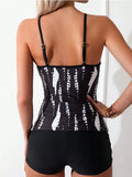 2026 Summer Women's Tank Bikini Set High Wasit Shorts Tankinis Beachwear Sexy Backless Monokini Print Bathing Suit Femme Biquini